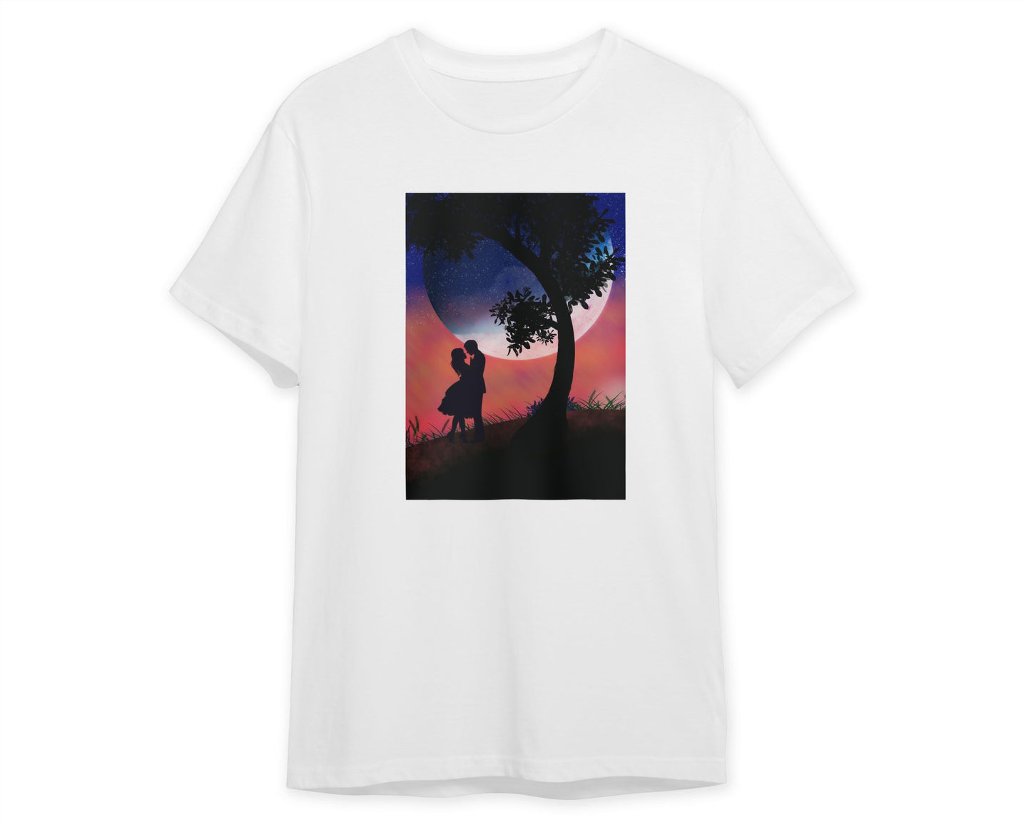 silhouette of a romantic couple under a tree with a view of  the earth - @elzart