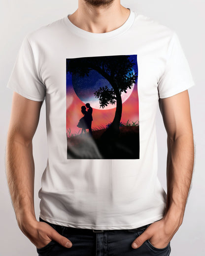 silhouette of a romantic couple under a tree with a view of  the earth - @elzart