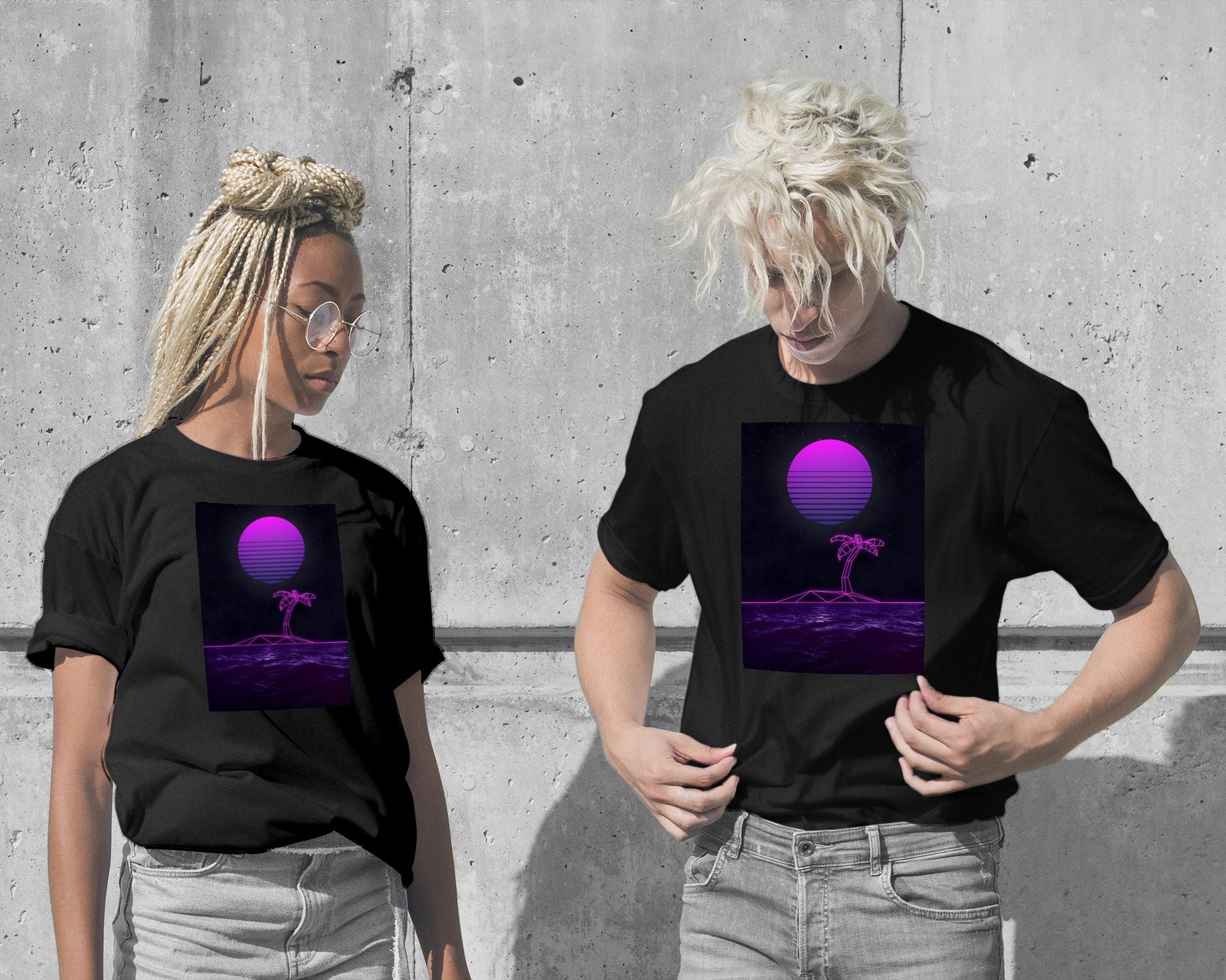 T-Shirt-Synthwave Sunset Sea - @nueman-wow.fan