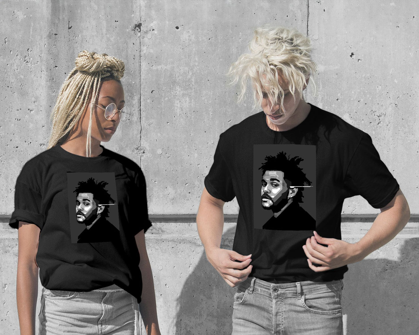 T-Shirt-The Weeknd in Monochrome Art - @WPAPbyiant-wow.fan