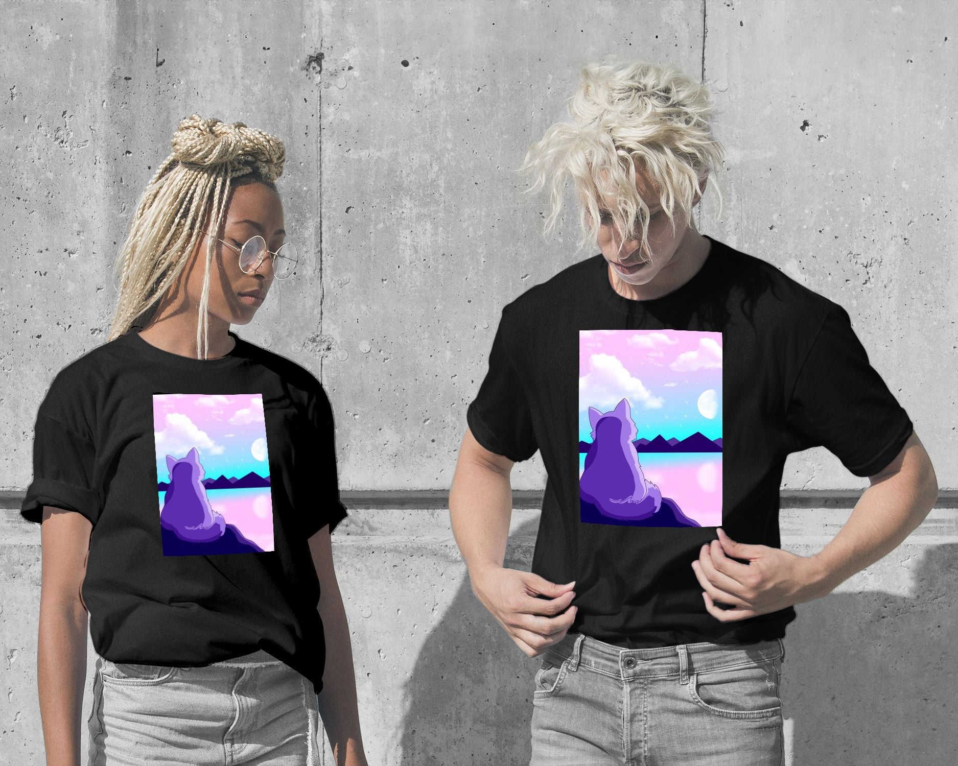 T-Shirt-waiting sunrise with cute cat - @beautifulday-wow.fan