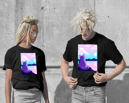 T-Shirt-waiting sunrise with cute cat - @beautifulday-wow.fan