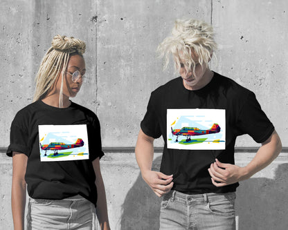 T-Shirt-Yak-52 Trainer Aircraft in WPAP Illustration - @lintank_popart-wow.fan
